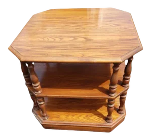Pennsylvania House 3 Tier Solid Tiger Oak Table With Spindle Legs