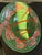 Modern Set of 4 Portugal Bordallo Pinheiro Majolica Pinkish/Orangish Dragonfly Chop Charger Plate 12” For Sale - Image 3 of 4