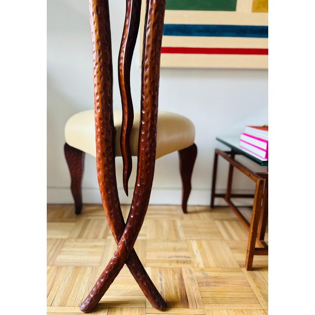 Christopher Guy Pair of 1990's Side Chairs in Mahogany With Crossed Legs and Leather Seat For Sale - Image 10 of 12