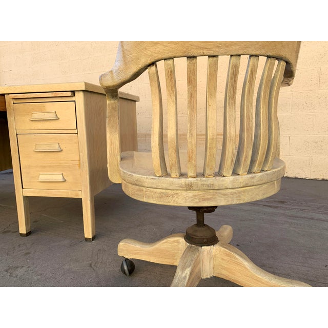 1920s 3Piece Oak Office Furniture Set With Desk, Chair, File Chairish