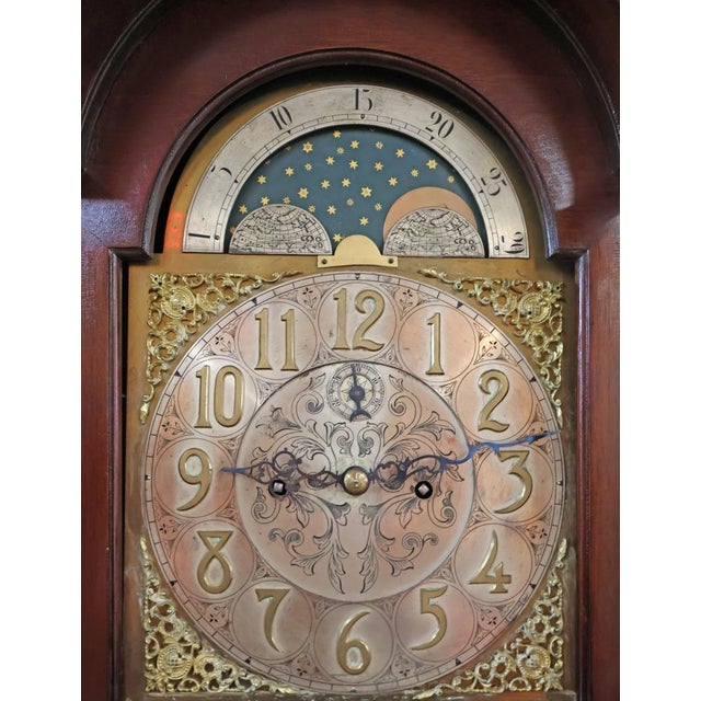 Early 20th Century Mahogany Two Weight Herschede Tall Case Grandfather Clock For Sale - Image 9 of 16