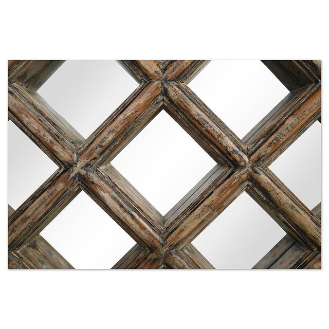 Wooden Geometric Structure Mirror For Sale - Image 6 of 7