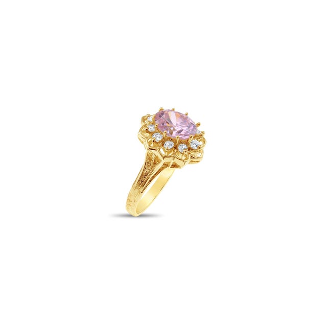 Contemporary Pink Ice & Cubic Zirconia Cocktail Ring, Size 4 For Sale - Image 3 of 4