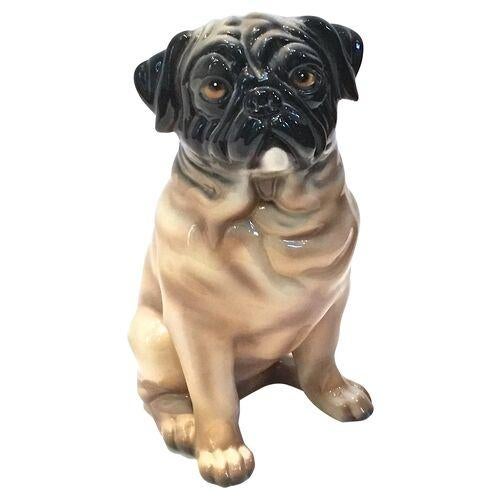 Figurative Vintage Large Pug Ceramic Figure For Sale - Image 3 of 7