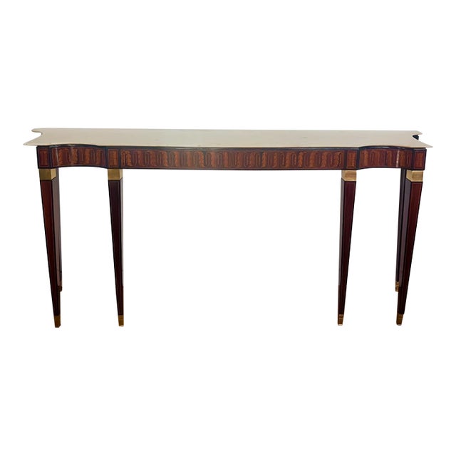 Paolo Buffa Console Table in Rosewood With Marble Top Executed by Atelier Serafino Arrighi, 1950's Italy. For Sale