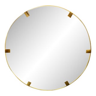 Vintage Italian Heavy Brass Round Mirror For Sale