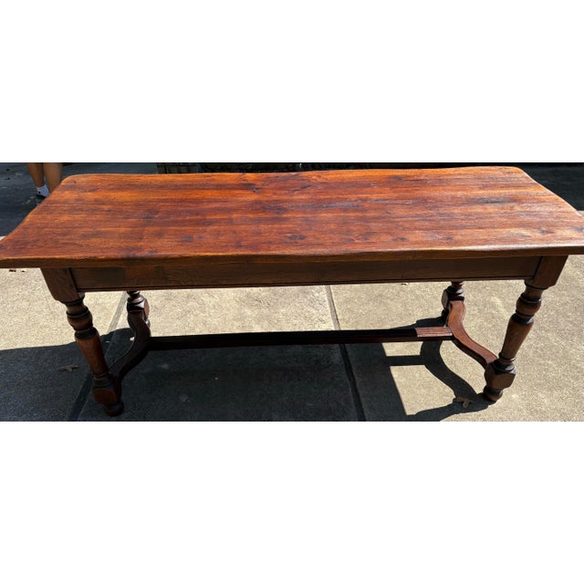 Wood French Country Farm Dining Table For Sale - Image 7 of 11