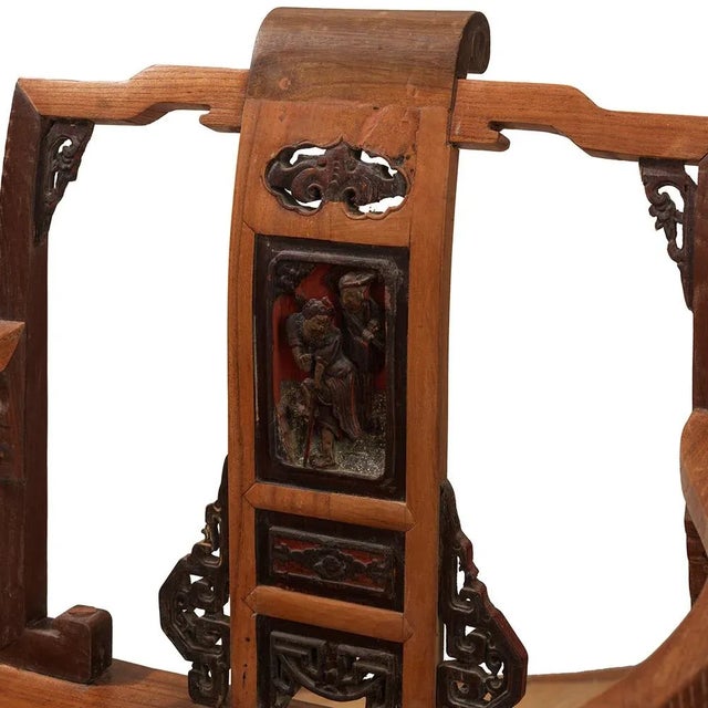 Ornate Armchair in Carved Elm, Zheijang, China For Sale - Image 3 of 6