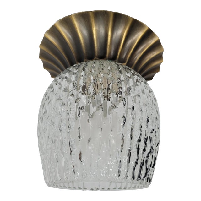 Vintage Mid-Century 1970s Halo Lighting Bronze & Glass Flush Mount Ceiling Fixture For Sale