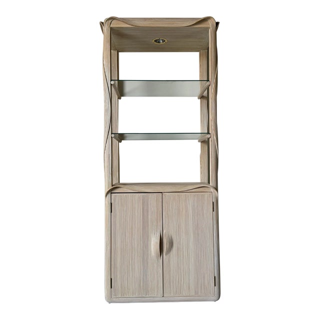 Vintage Betty Cobonpue - Style Pencil Reed Lighted Etagere/ Sold For Sale