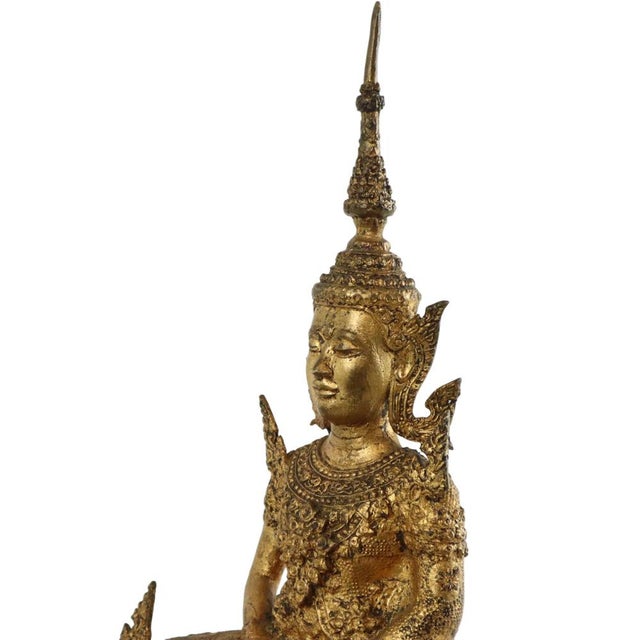 Metal Thai Artist, Large Bronze Buddha, 1800s, Bronze and Gold Leaf For Sale - Image 7 of 12