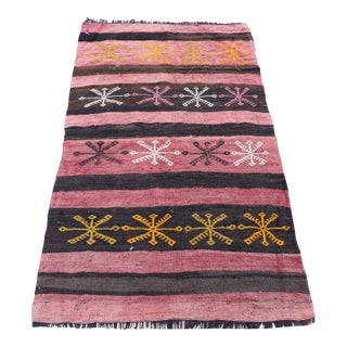 1970s Antique Hand Knotted Tribal Kilim Rug For Sale