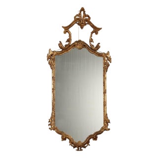 Carved and Gilded Wooden Mirror For Sale