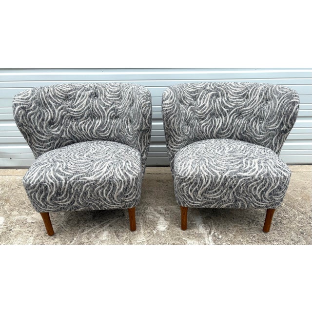 Mid-Century Modern Newly Upholstered Club Chairs After Geo Ponti For Sale - Image 9 of 12