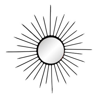 Mid Century Iron Starburst Mirror For Sale