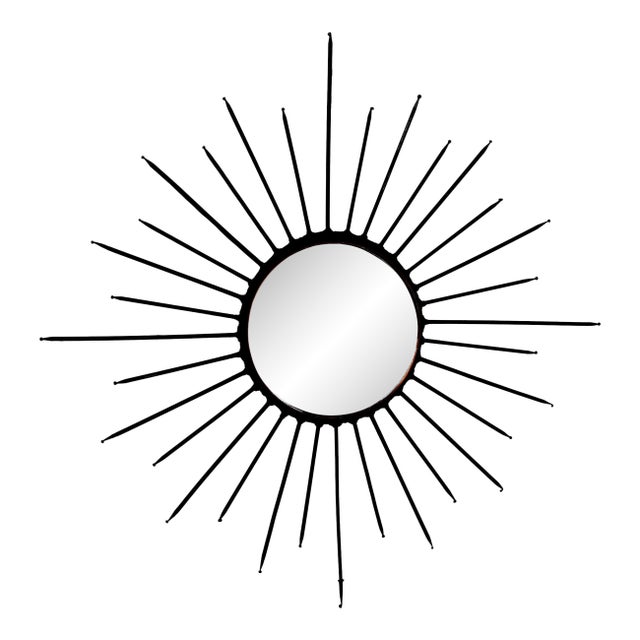 Mid Century Iron Starburst Mirror For Sale