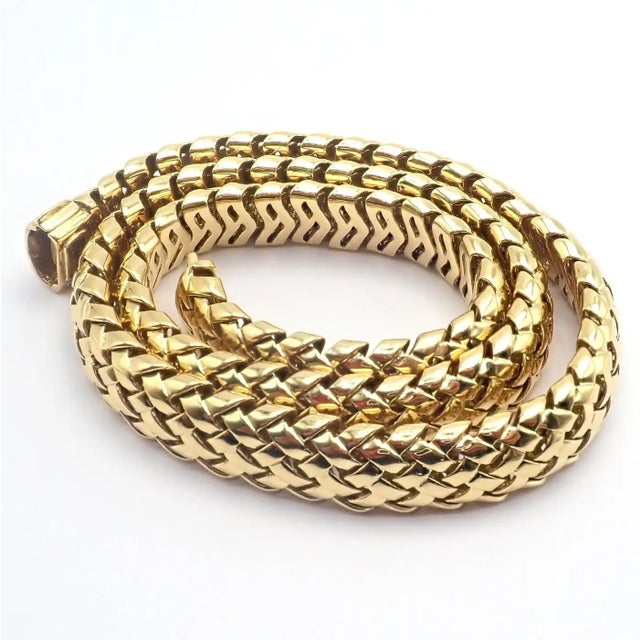 Vintage Tiffany & Co. Vannerie Basket Weave Yellow Gold Necklace For Sale - Image 11 of 17