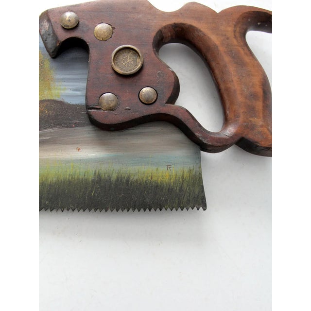 Vintage Folk Art Hand Painted Atkins Hand Saw For Sale - Image 4 of 5