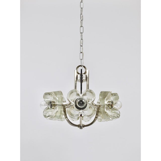 Crystal Glass Flower Pendant attributed to Sische, Germany, 1970s For Sale - Image 3 of 18