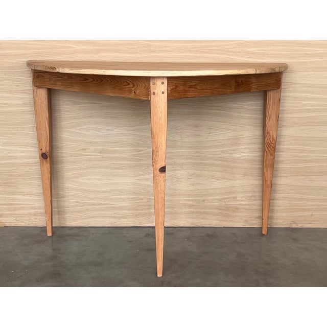 Mid 20th Century Spanish Demilune High Pine Console Table For Sale - Image 16 of 18
