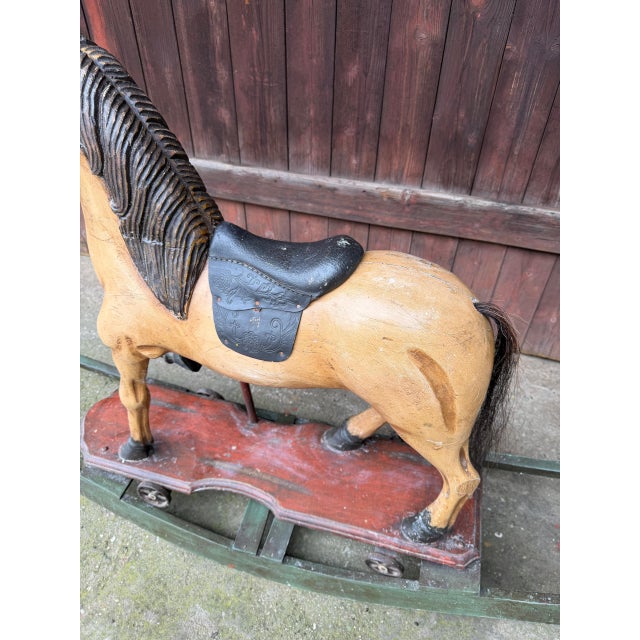 Antique Rocking Horse in Wood, 1940 For Sale - Image 12 of 18