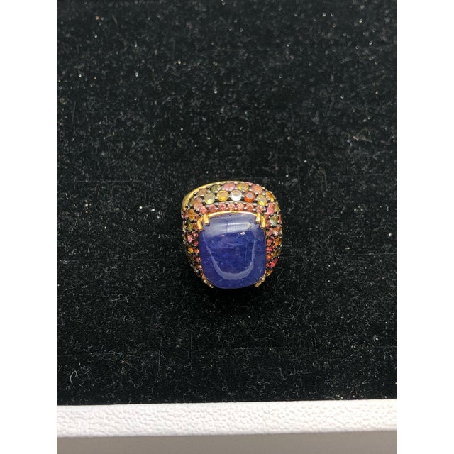 Bochic "Orient" Vintage Diamond, Sapphire & Multi Gem Ring Set 18K Gold & Silver For Sale - Image 9 of 18