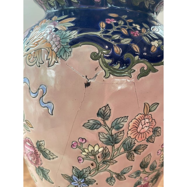 Vintage Set of 2 Chinoiserie Table Lamps - Ginger Jar Lamps - Floral Porcelain Ceramic For Sale - Image 9 of 11