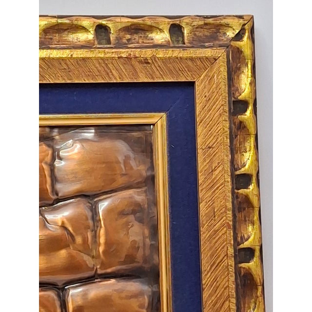 Copper Vintage Mid-Century Hammered Copper Western Wall (Kotel HaMa'aravi) Plaque Jerusalem Judaica, Framed Wall Art, 1950s Israel For Sale - Image 8 of 15