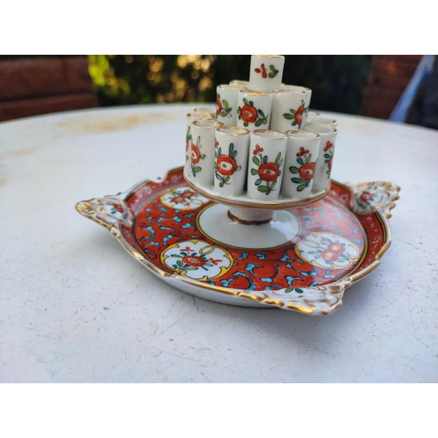 Floral & Gold Dresden Porcelain Cigarette Holder from Carl Thieme Richer Pattern, 1890s For Sale - Image 6 of 8