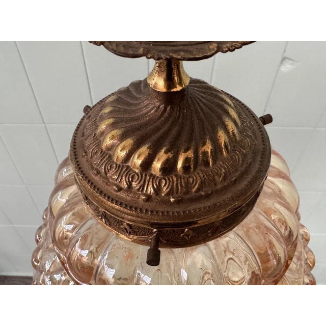 1970s Italian Pendant Chandelier in Glass and Brass, 1970s For Sale - Image 5 of 13