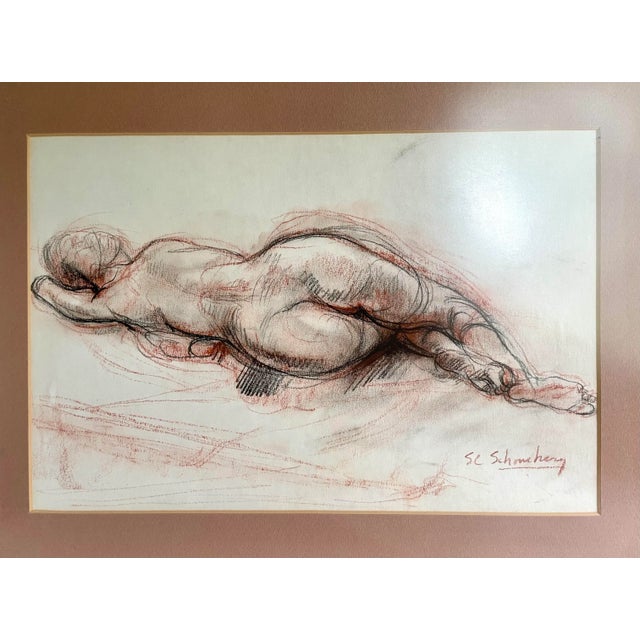 Sheldon C. Schoneberg Signed Original Nude Drawing For Sale - Image 4 of 9