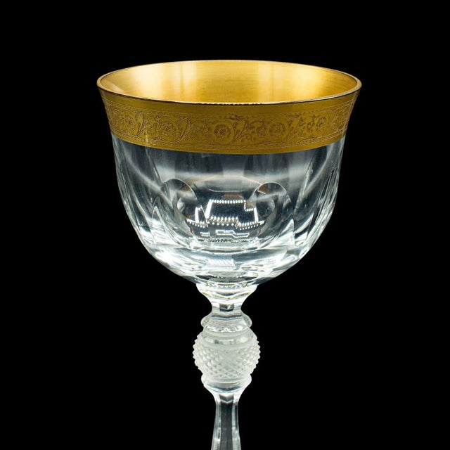 1920s Pair of Antique Art Deco French Glass Celebratory Port Glasses For Sale - Image 10 of 13