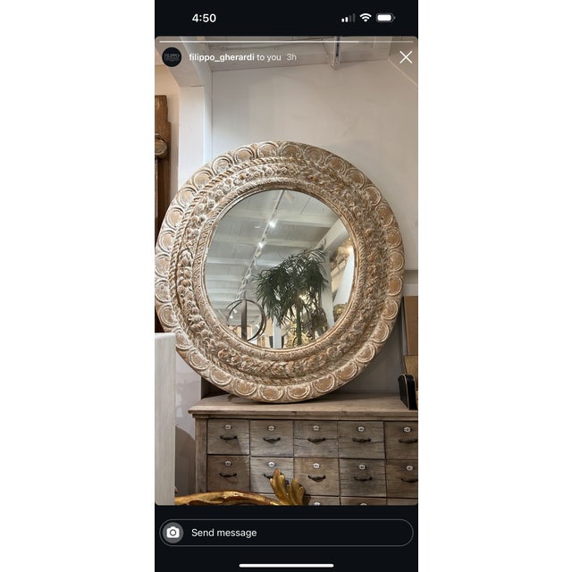 Italian Carved Oval Mirror For Sale - Image 4 of 4