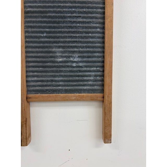 Vintage 1930s–40s Zinc King Lingerie Washboard No. 703 Wood & Zinc Americana For Sale - Image 9 of 13
