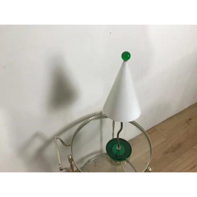 White Metal & Glass Table Lamp For Sale - Image 8 of 10