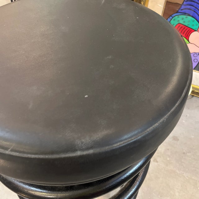 Helix Co Industrial Metal Spring and Leather Chair Bar Stool Vintage For Sale - Image 9 of 9