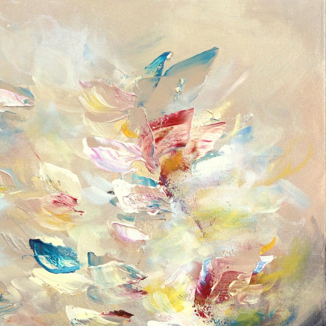 Textile Burst of Creativity - Original Bright Abstract Floral Acrylic Painting on Canvas by Vè Boisvert For Sale - Image 7 of 9