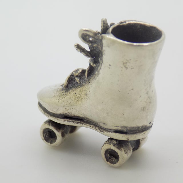 1970s Vintage Italian Handmade Genuine Silver Rare Roller Skate Dollhouse Miniature Figurine For Sale - Image 5 of 9