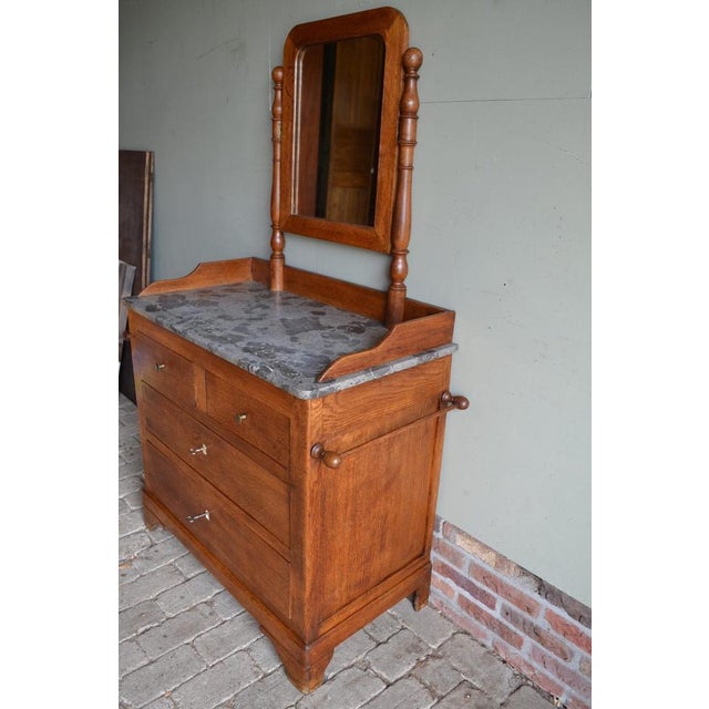 Oak Chest of Drawers with Mirror For Sale - Image 4 of 10