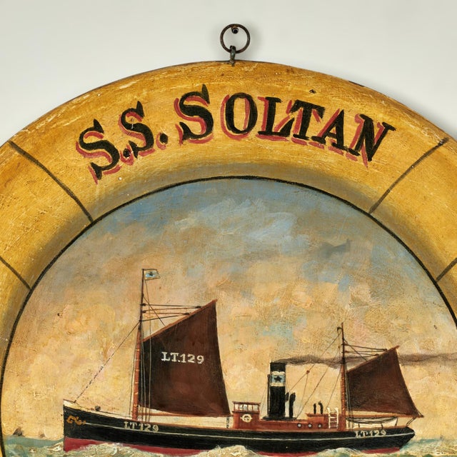 Traditional English Painting of the S. S. Soltan Steamship Signed G. Macey For Sale - Image 3 of 12