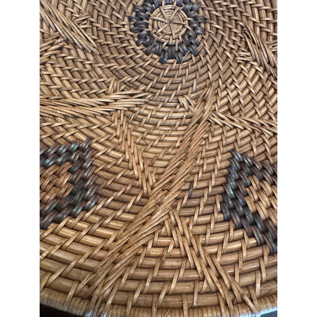 Vintage Handwoven Wall Basket - 18" Southwestern Boho Basket Tray With Diamond Motif & Spiral Center For Sale - Image 9 of 10
