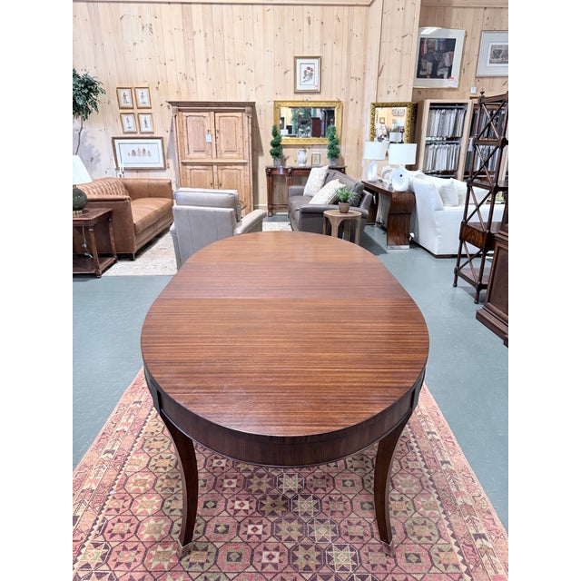 Transitional Ethan Allen Hathaway Oval Zebrawood Dining Table For Sale - Image 3 of 7