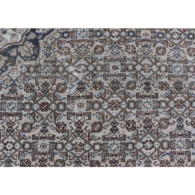 Antique Persian Hamadan Gallery Rug With Allover Pattern in Cool Tone 8'0 X 16'10 For Sale - Image 15 of 17