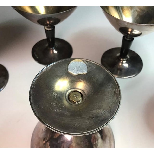 Modernist Metal Cocktail Glasses by Folke Arström for Gab, 1930s, Set of 6 For Sale - Image 6 of 11