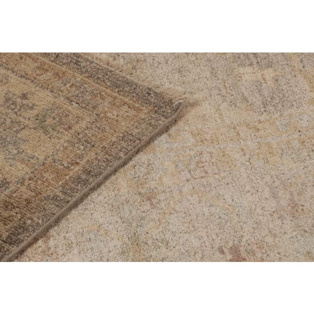 Rug & Kilim’s Oversized Distressed Oushak Style Rug With Floral Design in Beige For Sale - Image 10 of 10