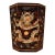 Vintage Hand-Painted Gilt Black Lacquer Hexagonal Brush Pot With Dragon Motif For Sale