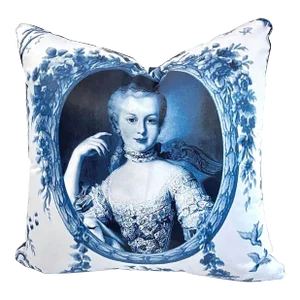 Vintage Marie AntoinetteToile Portrait Pillow