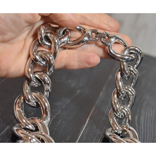 Silver Vintage Givenchy Silver Tone Chunky Chain Necklace For Sale - Image 8 of 13