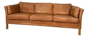 Mid Century Danish Cognac Leather Sofa