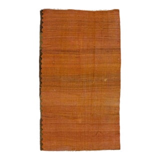 1960s Vintage Turkish Kilim Orange Handmade Solid Wool Rug For Sale